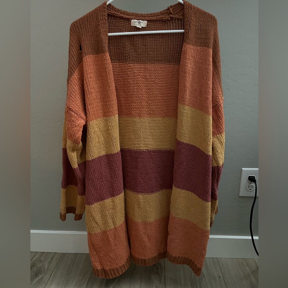 Orange Striped Cardigan